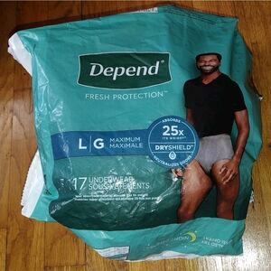 Depend Fresh Protection Adult Incontinence Underwear for Men, Large, Gray, 17 Ct